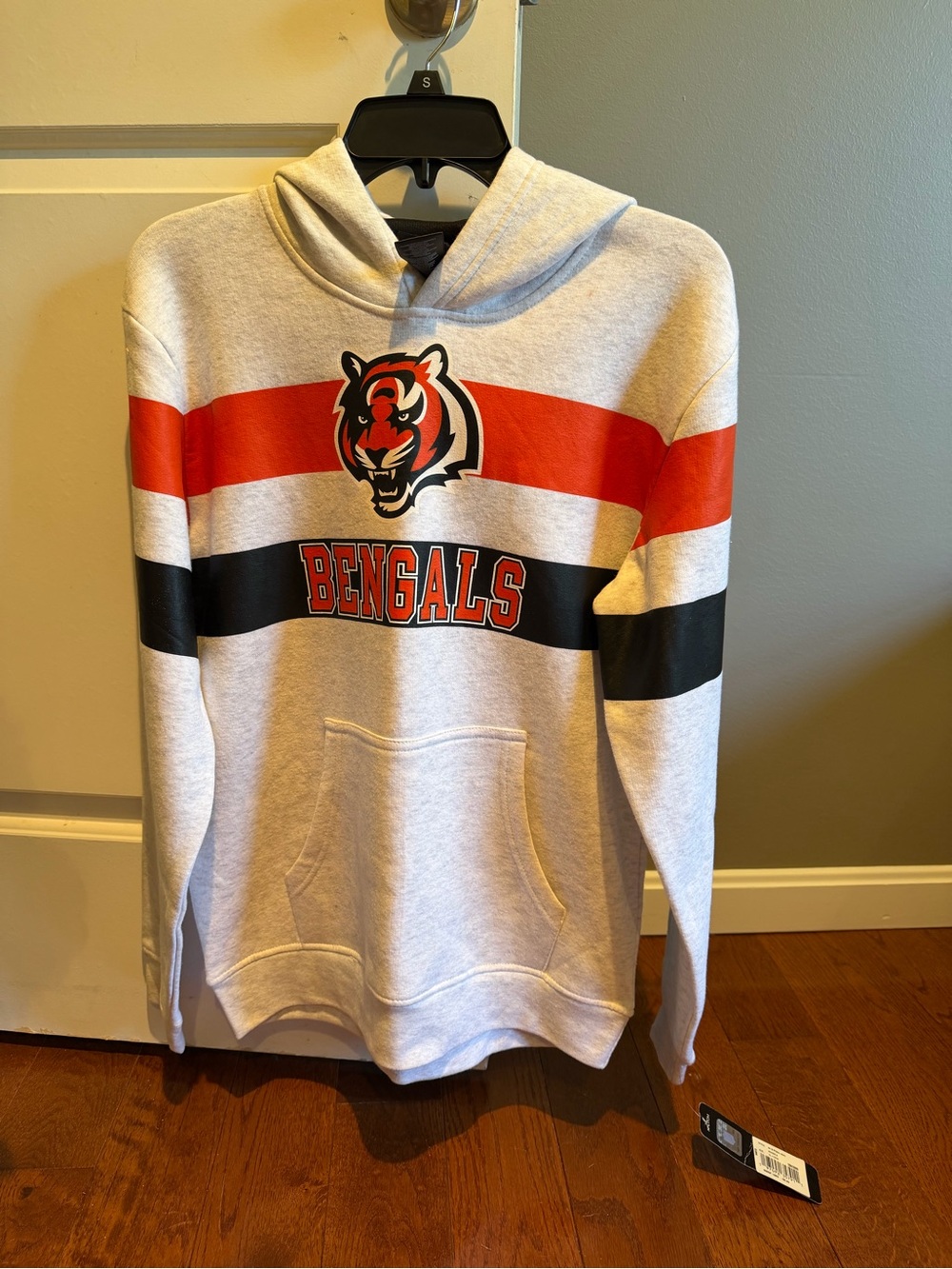 NFL Bengals Gray Hoodie with Orange and Black Stripes